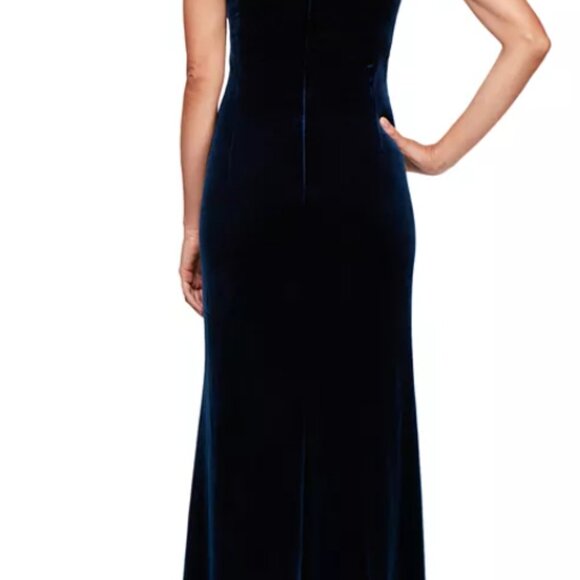 Evening Gown Velvet imperial Blue - Picture 3 of 4